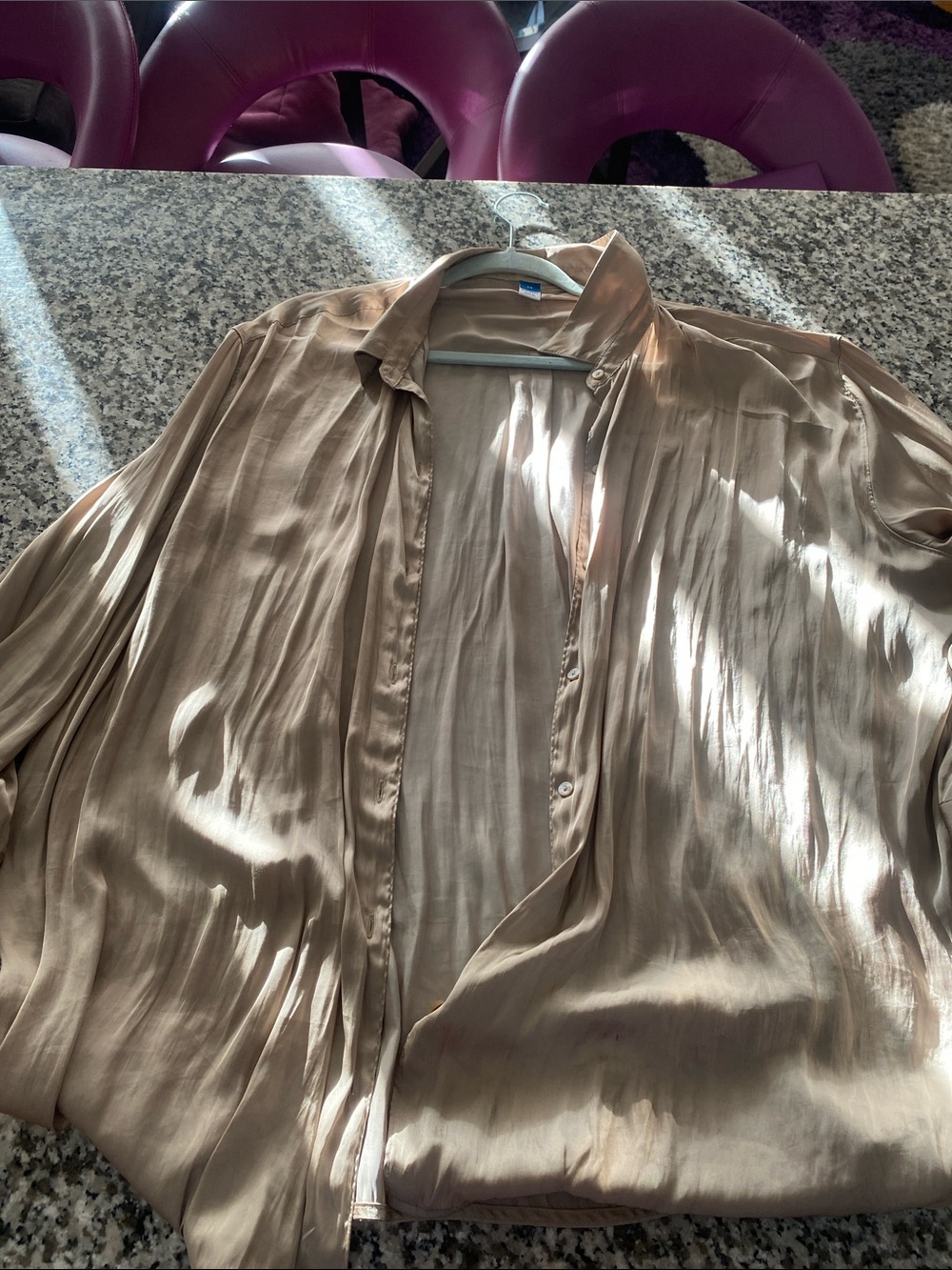 Old Navy  Shiny Taupe Button-Down Shirt